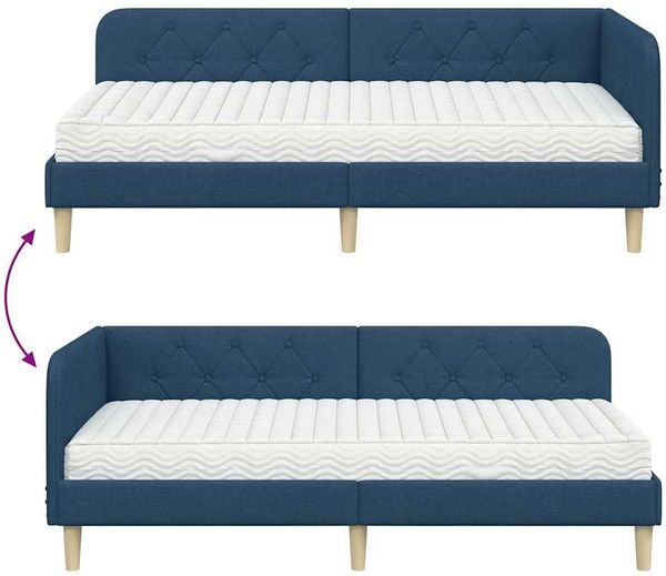 vidaXL Eckbettgestell Blau 100 x 200 cm Stoff 3394132 Bild 12