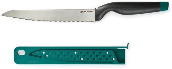 TUPPERWARE Brotmesser Tupperware Brotmesser A-Serie mit Wellenschliff petrol