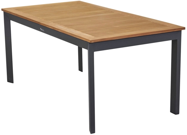 UNICAMO Ausziehtisch 90x180, Platte: Teak natur, Alugestell: anthrazit