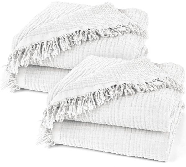 Pure Label 2er Set Musselin Decken 130x170 cm - Oeko-Tex zertifizierte Kuscheldecken aus Baumwolle | Musselin Kuscheldecken für Couch & Sofa in | Doppelpack 130x170 cm, Farbe der Decke Weiß