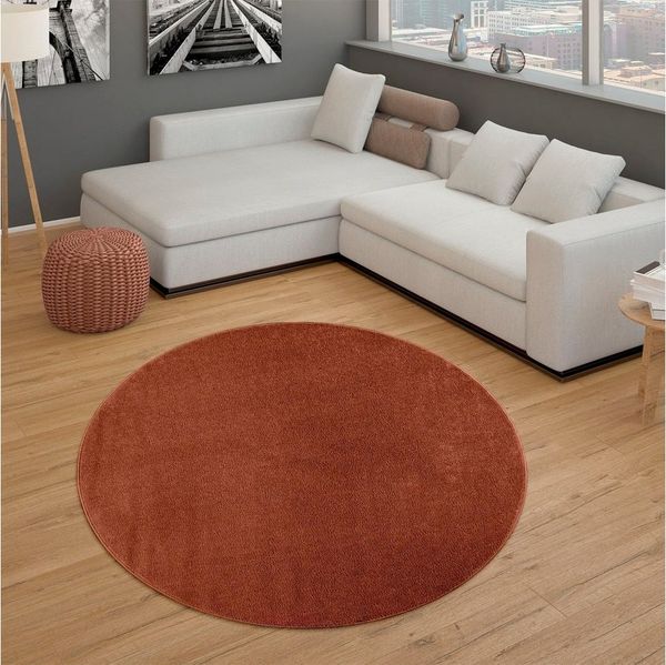 Paco Home Teppich Porto 890, rund, Höhe: 13 mm, Kurzflor, Uni-Farben, ideal im Wohnzimmer & Schlafzimmer