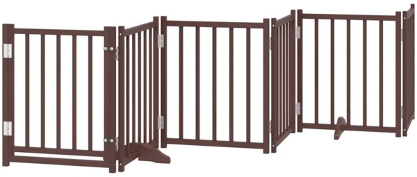 vidaXL 6-tlg. Hundetor mit Tür Faltbar Braun Eiche 300 cm Tannenholz 352293