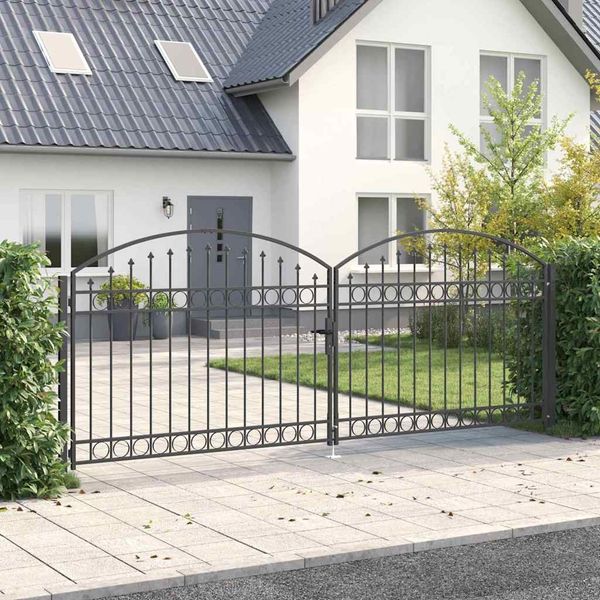 vidaXL Zauntor ASSEN 401x200 cm Stahl Grau Abschließbar 42008943