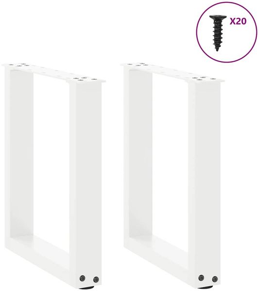 vidaXL Couchtischbeine U-Form 2 Stk. Weiß 38x(42-43) cm Stahl 4013153 Bild 3