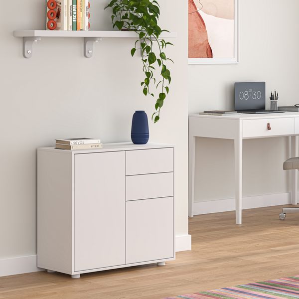 Sideboard Paarl mit 2 Türen 74x79x36 cm Weiß, matt [en. casa]