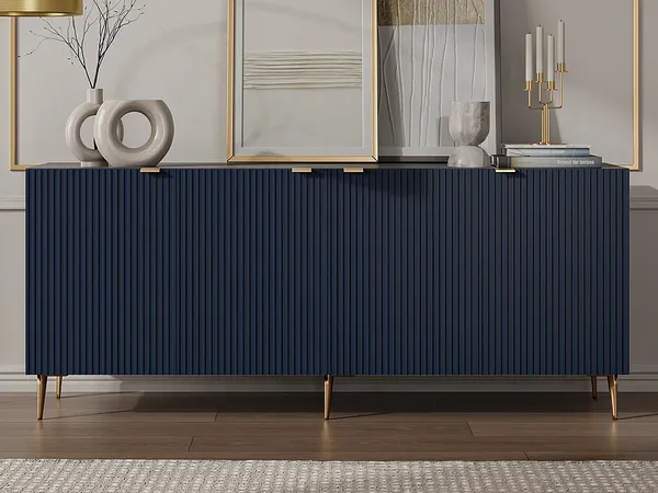 Vente-unique - YESINIA Sideboard Holz, Platte Blau - B 45 cm x H 80 cm x L 190 cm