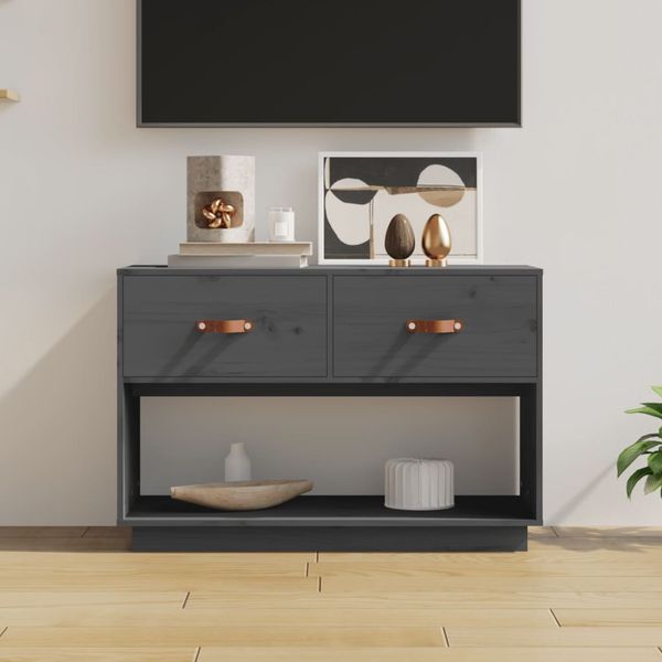 vidaXL TV-Schrank Grau 90x40x60 cm Massivholz Kiefer 821524