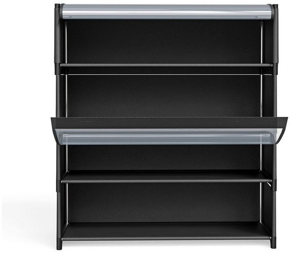 JEOBEST Schuhregal 4-stufiger Schuhschrank, mit Staubdichtem, Schuh-Organizer, Platzsparend, Schuhaufbewahrung aus Stoff, PP-Kunststoff