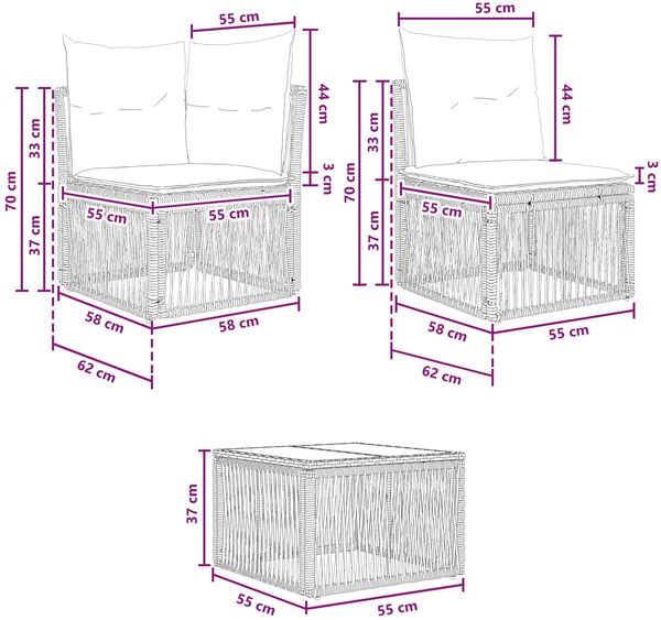 vidaXL Gartensofa-set 12 pcs Grau Poly-Rattan 3434279 Bild 10