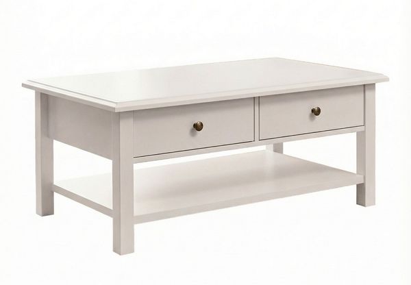 moebel-dich-auf Couchtisch AARHUS (weiß, im Landhausstil), 2 Schubkästen, 1 Ablageboden, 102 cm breit