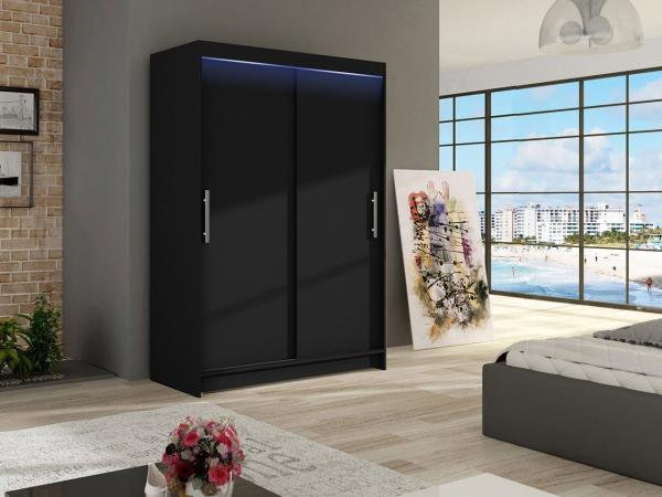 mirjan24 Kleiderschrank Miami I, Beleuchtung, Farbe:, Schwarz, mit Beleuchtung