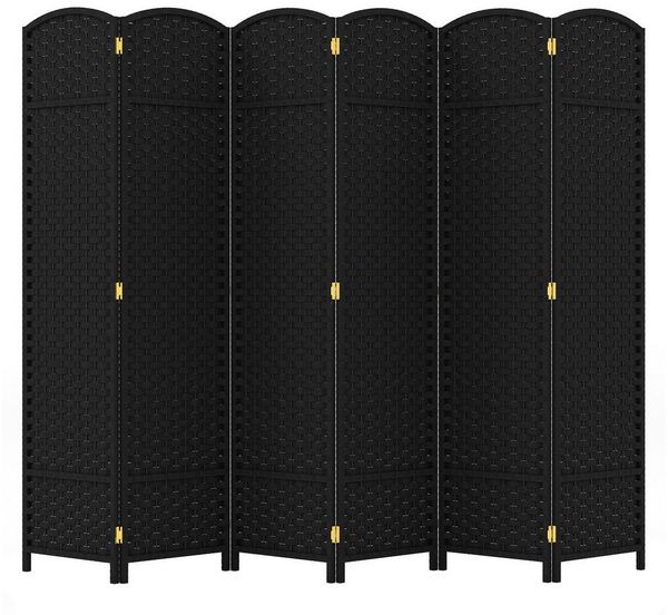 COSTWAY Paravent, Raumteiler 240x170cm, mit handgewebter Textur, klappbar