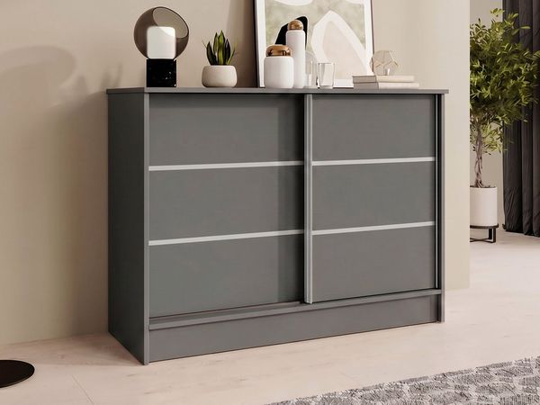 Beautysofa Kommode MIRELA mit 2 Schiebetüren (in 100 cm, 120 cm oder 160 cm, verschiedene Farben), mit dekorativen Sprossen