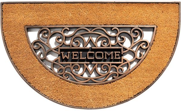 matches21 HOME & HOBBY Fußmatte Kokosmatte Welcome Spruch halbrund natur als aussen Sauberlaufmatte, halbrund, Höhe: 15 mm, Rutschfeste Kokos-Türmatte als Outdoor Schmutzfangmatte 45x75 cm
