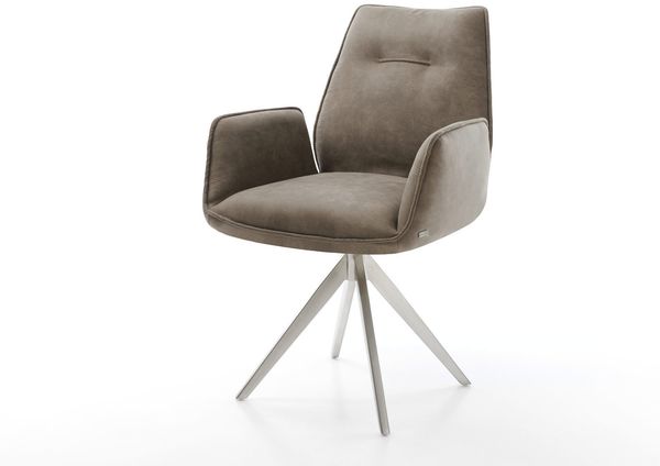 Drehstuhl Zoa-Flex Kreuzgestell kantig Edelstahl Vintage Taupe