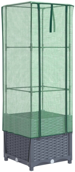 vidaXL Hochbeet mit Gewächshaus-Aufsatz Rattan-Optik 40x40x139 cm 4015827
