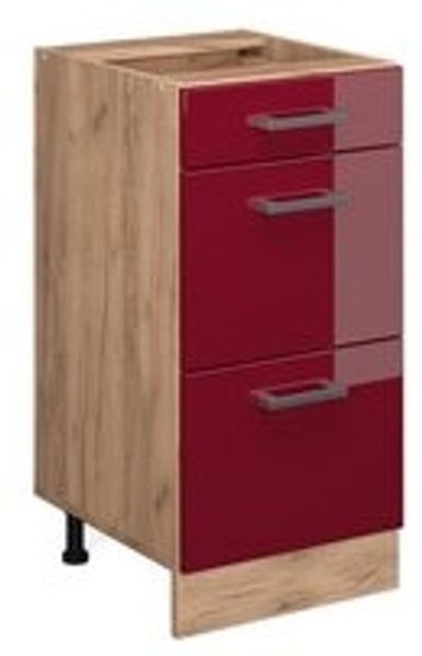Vicco Küchenschrank Küchenzeile R-Line, Bordeaux Hochglanz, Schubladenunterschrank 40 cm, ohne AP Bild 6