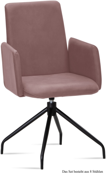 Armlehnstuhl drehbar (8er-Set) Djanna 52x92x60 Schwarz/Rosewood