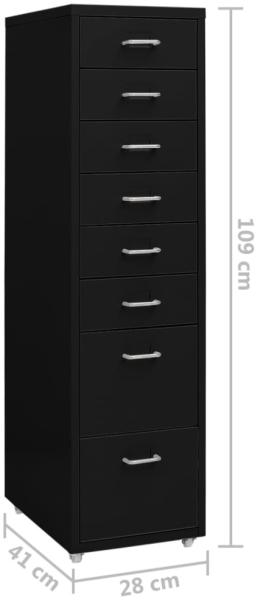 vidaXL Aktenschrank mit Rollen Schwarz 28x41x109 cm Metall 335922 Bild 5