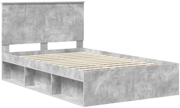vidaXL Bettrahmen mit Kopfteil Beton 120 x 200 cm Massives Kiefernholz 3411031 Bild 4