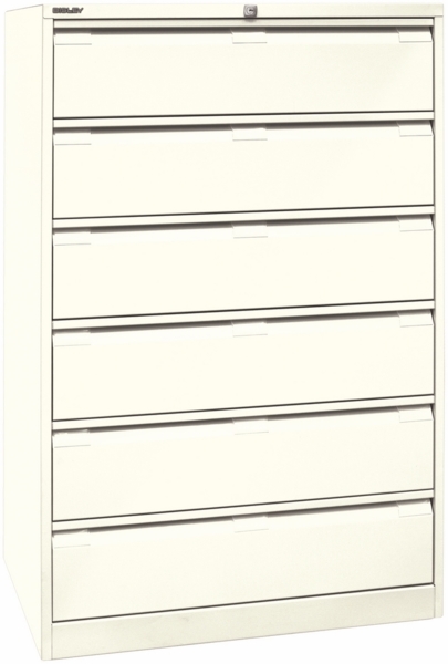 BISLEY Karteischrank für DIN A5 mit 6 Schubladen dreibahnig in reinweiß Karteikarten Karteikartenschrank, DF6-625