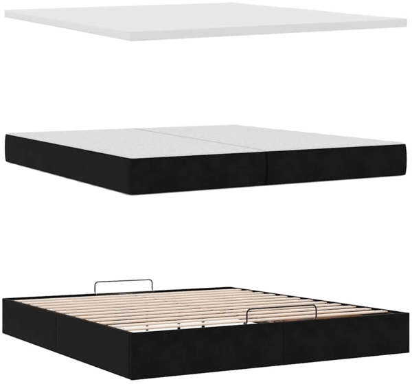 vidaXL Ottoman-Bett mit Matratzen & LEDs Schwarz 200x200 cm Samt 3312718 Bild 6