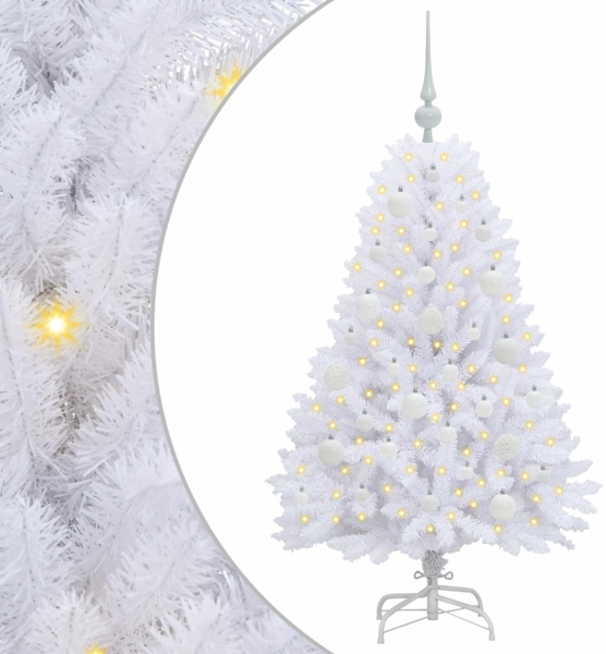 vidaXL Künstlicher klappbarer Weihnachtsbaum Weiß 120 cm PVC und Stahl 3426579
