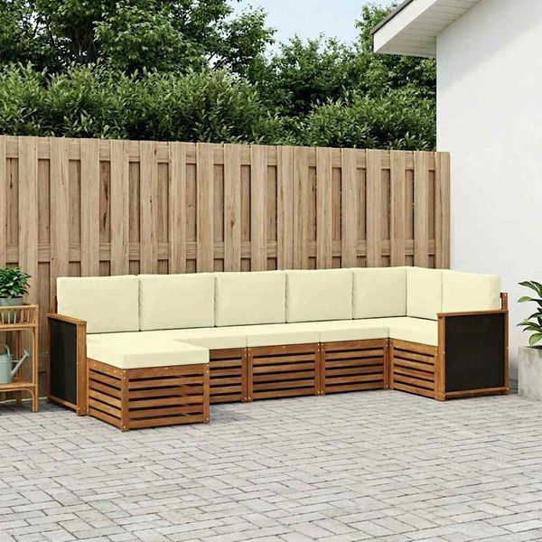 vidaXL Ecksofa Set mit Kissen 6 pcs Natur und Creme 3384611