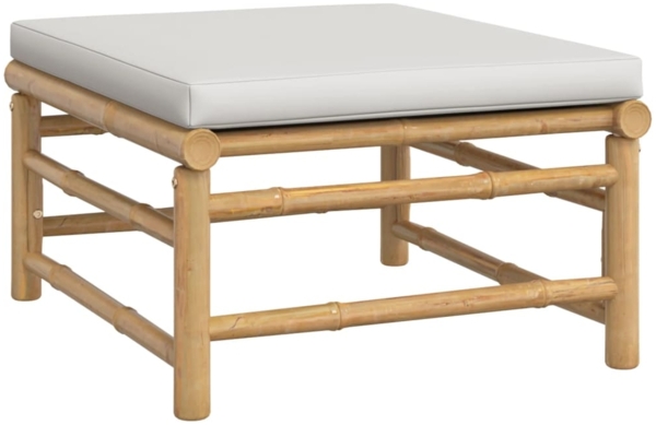 vidaXL Gartenhocker mit Hellgrauem Kissen Bambus 362280