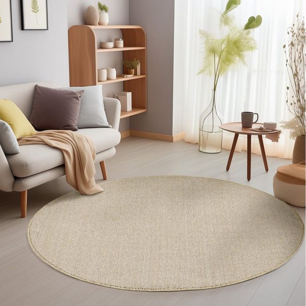 SIMPEX24 Teppich Unicolor, Rund, Höhe: 7 mm, Schlingenteppich Schlafzimmer Einfarbig Meliert Design