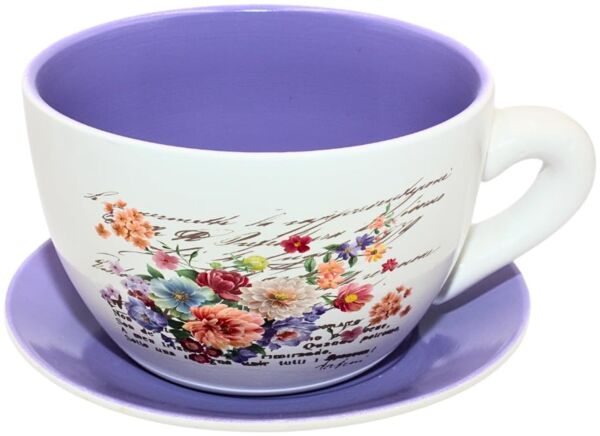 Dekohelden24 Blumentopf, Pflanztasse, Pflanzkübel, Pflanzgefäß, Übertopf aus Keramik bunt L/B/H 28 x24 x14 cm