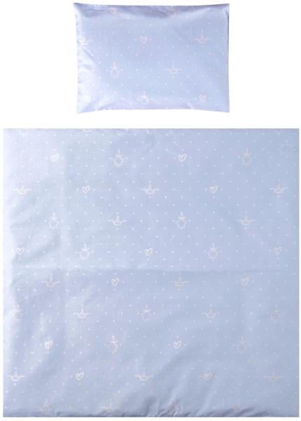 Lorelli Babybettwäsche-Set Eva 5-tlg Decke 75 x 75 cm, Kissen 29 x 42 cm, Bezüge hellblau