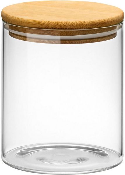 van Well Vorratsglas Vorratsdose Ella, 6 Stück, Bambus, Glas, (Set, 6-tlg), mit Bambusdeckel