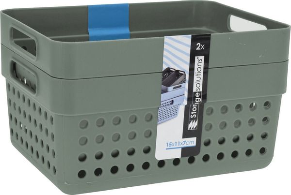 Koopman Aufbewahrungskorb 17x11x7cm Kunststoff 10 Tlg. Set (10 St), 10tlg, Ordnung, Grün, Tragegriffe, Kunststoff