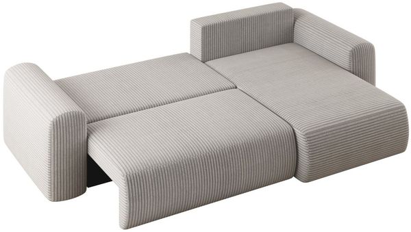 Ecksofa Schlafsofa FLORA Stoff Poso Grau Ottomane Rechts Bild 3