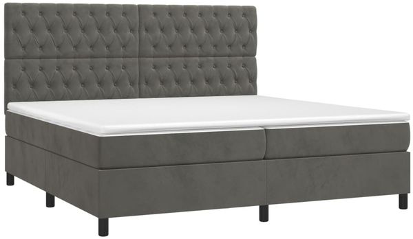 vidaXL Boxspringbett mit Matratze & LED Dunkelgrau 200x200 cm Samt, Härtegrad: H2 [3136324] Bild 3