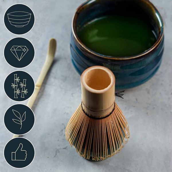 Dimono Teeglas DIMONO Matcha Tee Set–Teezubereitung Set mit Chasen, Schale & Zubehör, mit Matcha-Schale, Besenhalter, Dosierlöffel