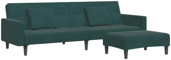 vidaXL Schlafsofa 2-Sitzer mit Fußhocker Dunkelgrün Samt 3258118