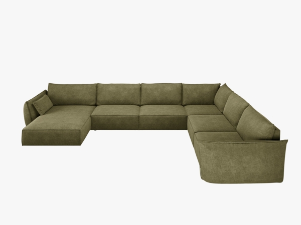 Micadoni Panorama-Ecksofa Kaelle 8-Sitzer Rechts Chenille Over The Horizon Grün