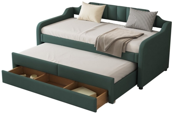 Merax Daybett, 90x200cm mit Schubladen und Ausziehbett 90x190cm, Tagesbett Schlafsofa Bild 1