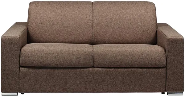 Schlafsofa 2-Sitzer Stoff CALITO - Braun - Liegefläche: 120 cm - Matratzenhöhe: 14 cm