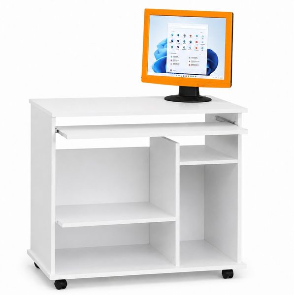 Computertisch weiss PC Tisch 90 x 50 cm Schreibtisch auf Rollen #529