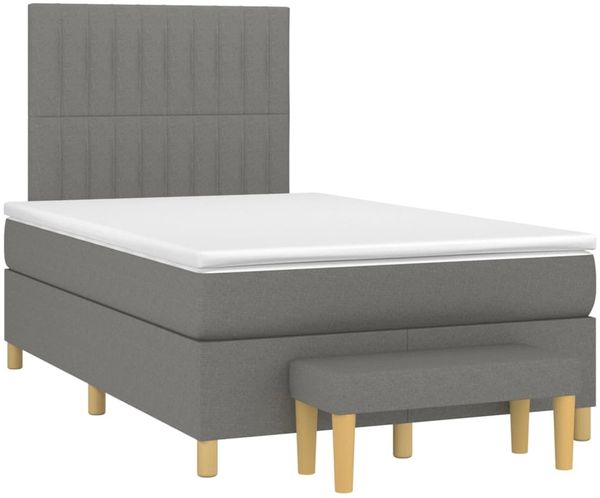 vidaXL Boxspringbett mit Matratze Dunkelgrau 120x190 cm Stoff 3270419