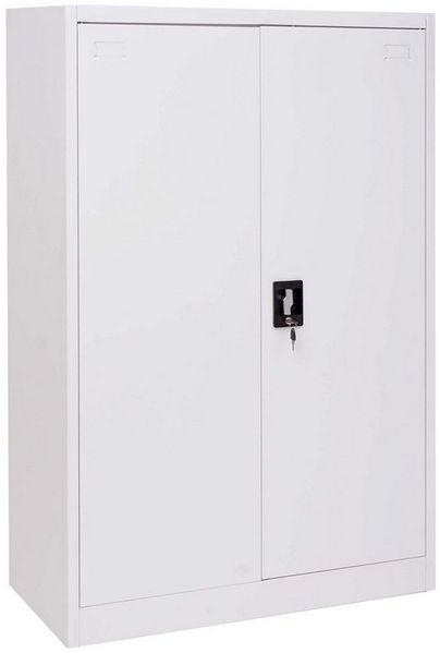 PROREGAL® Aktenschrank Büroschrank HxBxT 140 x 90 x 40 cm 2 Türen Metall Weiß Stahlschrank sicher abschließbar und flexibel nutzbar