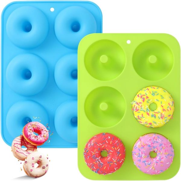 FELIXLEO Donutform 2 Stück Silikon Donut Formen 6 Hohlraum Antihaft -40 bis 230°C Muffins, (1-tlg)