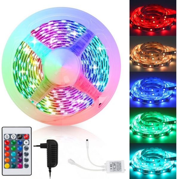 Clanmacy LED Stripe 1-10m LED Streifen Lichtband 5050SMD Leiste RGB Fernsteuerung LED Band, 30-flammig, Licht-Streifen Fernbedienung RGB Lichterkette 5050 SMD Lichtleiste