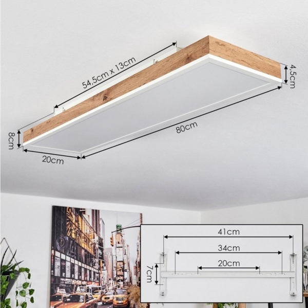 hofstein Deckenleuchte »Vacil« Deckenlampe aus Metall/MDF/Kunststoff in Weiß/Holzoptik, CCT 2700-6500 Kelvin Bild 3