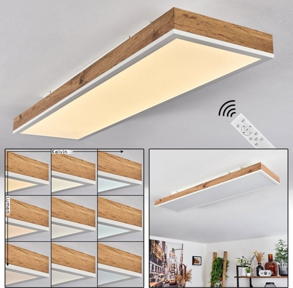 hofstein Deckenleuchte »Vacil« Deckenlampe aus Metall/MDF/Kunststoff in Weiß/Holzoptik, CCT 2700-6500 Kelvin Bild 5