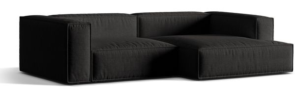 Micadoni Ecksofa Nuria 4-Sitzer Rechts Strukturierter Stoff Schwarz Bild 2