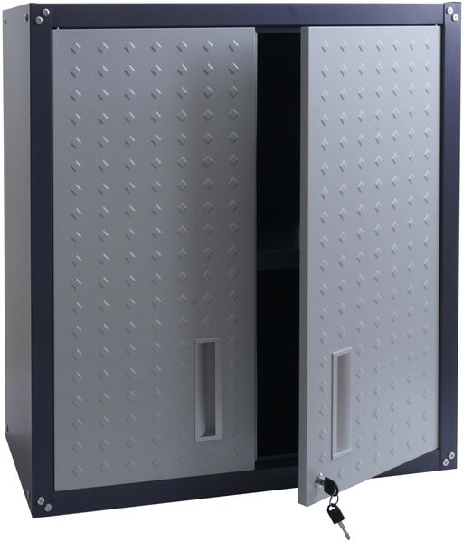 Hängeschrank HWC-O52, Wandschrank Lagerschrank Bücherschrank, abschließbar Stahl 77x77x31cm ~ hellgrau/dunkelgrau